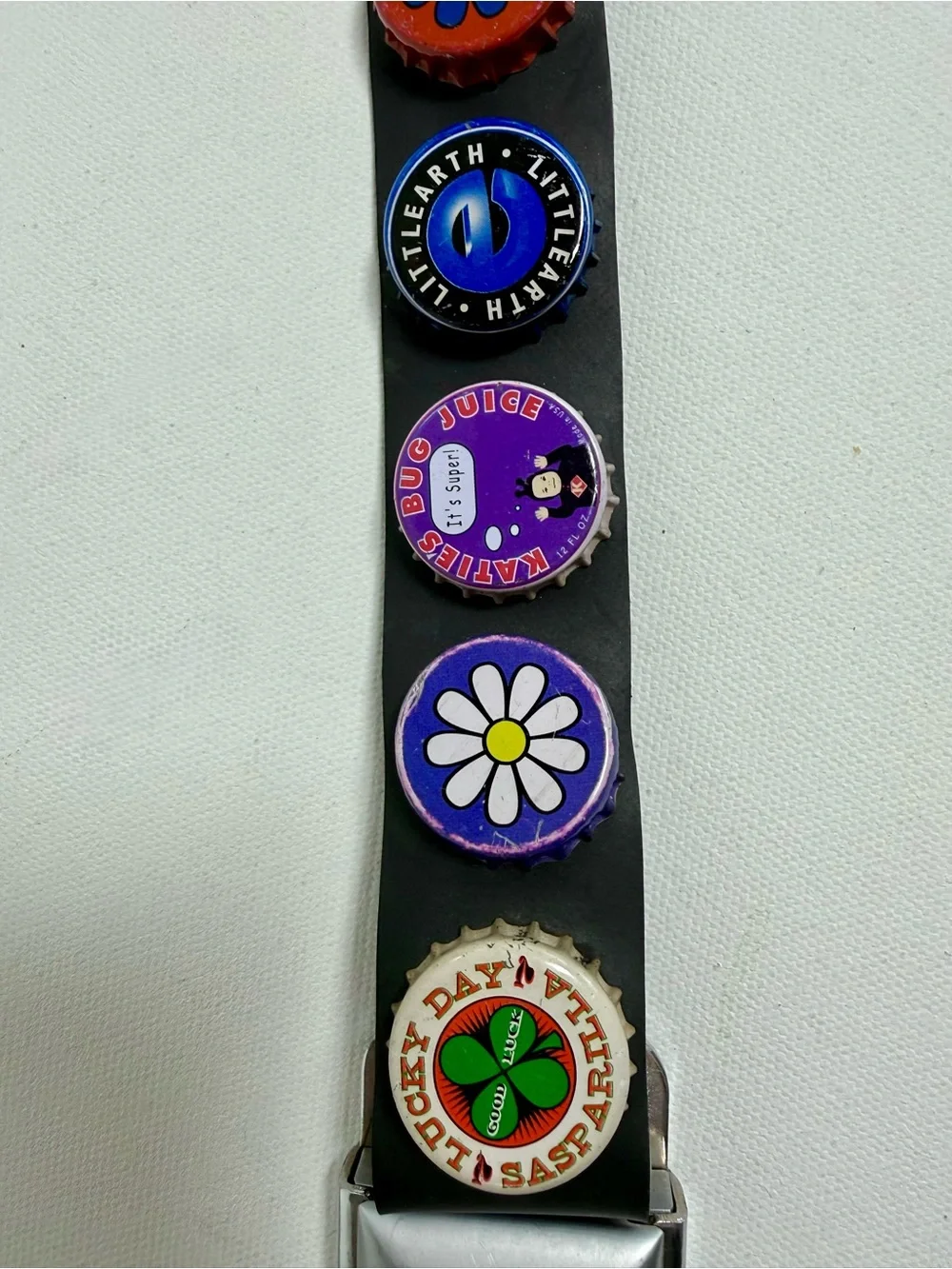 Vintage Little Earth Bottle Cap Rubber Seatbelt Fashion Adjustable Belt Unisex